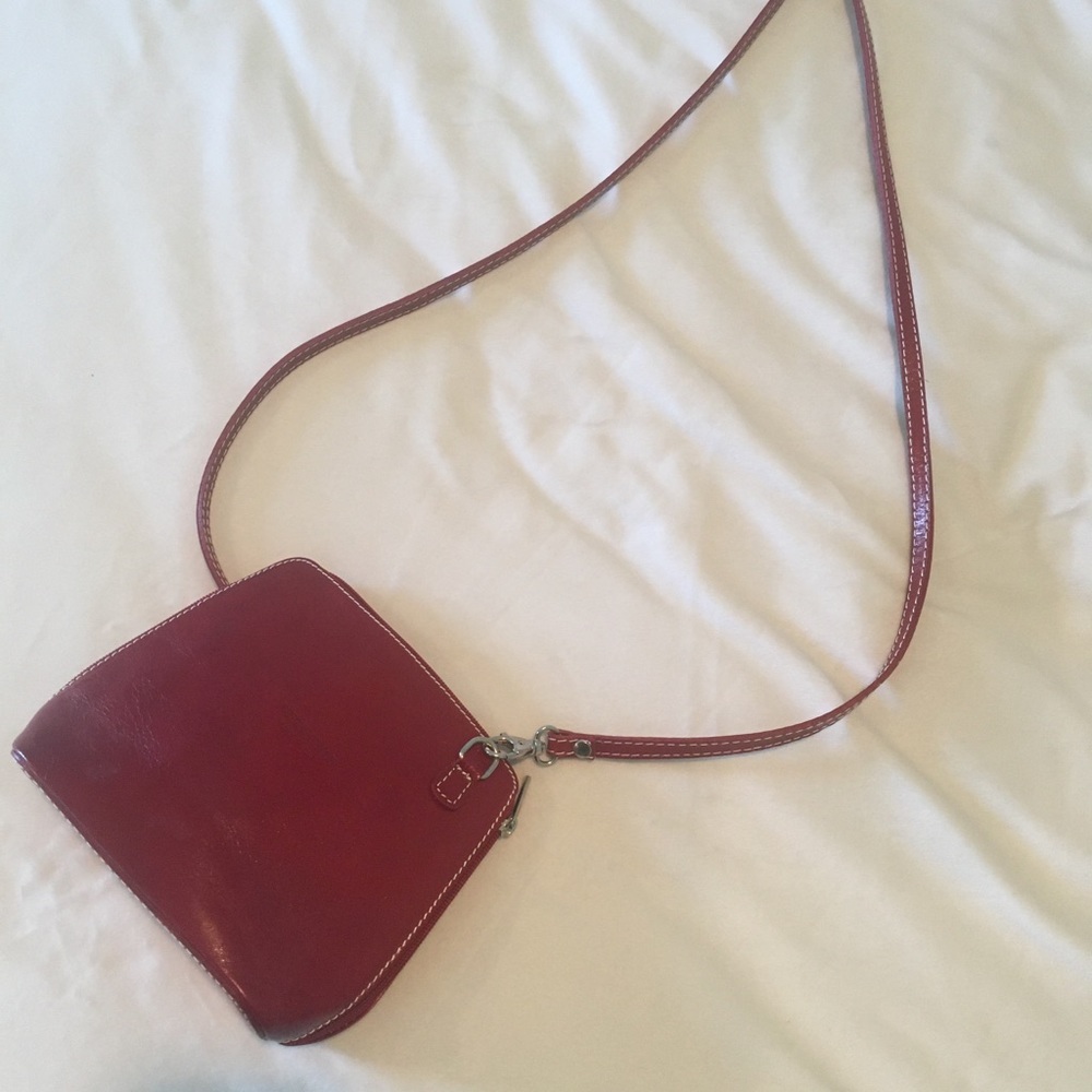 gorgeous red italian leather crossbody bag